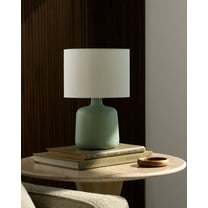 Livabliss Table Lamps, 13" Elio Traditional Bedside Nightstand Table Lamp for Bedroom Living Room Office, Grass Green Body with Clear White Shade (13"H x 9"W x 9"D)