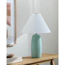 Livabliss Table Lamps, 22" Millau Rustic Bedside Nightstand Table Lamp for Bedroom Living Room Office, Green Body with White Shade (22"H x 15"W x 15"D)