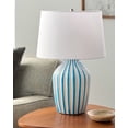 thumbnail image 1 of Livabliss Table Lamps, 22" Stratos Rustic Bedside Nightstand Table Lamp for Bedroom Living Room Office, Aqua Body with White Shade (22"H x 15"W x 15"D), 1 of 3