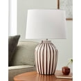 thumbnail image 1 of Livabliss Table Lamps, 22" Stratos Rustic Bedside Nightstand Table Lamp for Bedroom Living Room Office, Brown Body with White Shade (22"H x 15"W x 15"D), 1 of 5