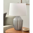 thumbnail image 1 of Livabliss Table Lamps, 22" Stratos Rustic Bedside Nightstand Table Lamp for Bedroom Living Room Office, Dark Blue Body with White Shade (22"H x 15"W x 15"D), 1 of 6