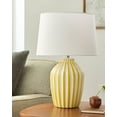 thumbnail image 1 of Livabliss Table Lamps, 22" Stratos Rustic Bedside Nightstand Table Lamp for Bedroom Living Room Office, Yellow Body with White Shade (22"H x 15"W x 15"D), 1 of 5