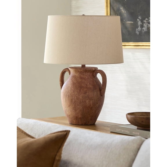Livabliss Table Lamps, 27" Mubi Traditional Bedside Nightstand Table Lamp for Bedroom Living Room Office, Red Body with White Wheat Shade (27"H x 18"W x 18"D)
