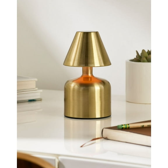 Livabliss Table Lamps, 6" Furnas Traditional Bedside Nightstand Table Lamp for Bedroom Living Room Office, Metallic - Brass Body (6"H x 4"W x 4"D)