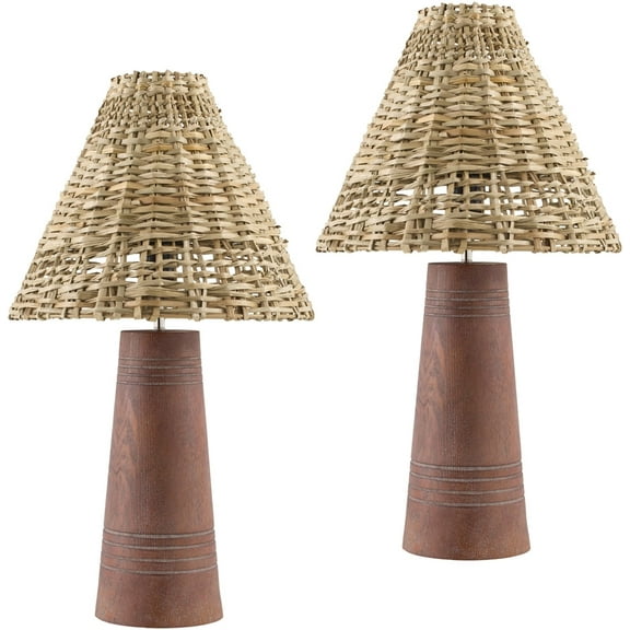 Livabliss Trout Traditional Accent Table Lamp, 22-inch, Dark Brown with Brown Shade (Set of 2)