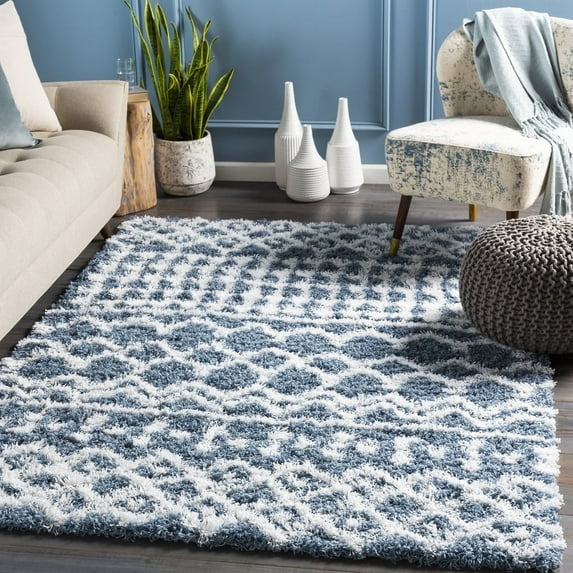 Livabliss Area Rugs for Living Room, 2x3 Urban Shag Global Blue Rug, Bedroom Dining Room Home Decor Stain Resistant Carpet (2' x 2'11")