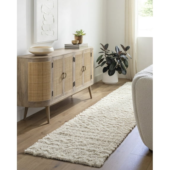 Livabliss Area Rugs for Living Room, 3x16 Urban Shag Global Beige Runner Rug, Bedroom Dining Room Home Decor Stain Resistant Carpet (2'7" x 16' Runner)