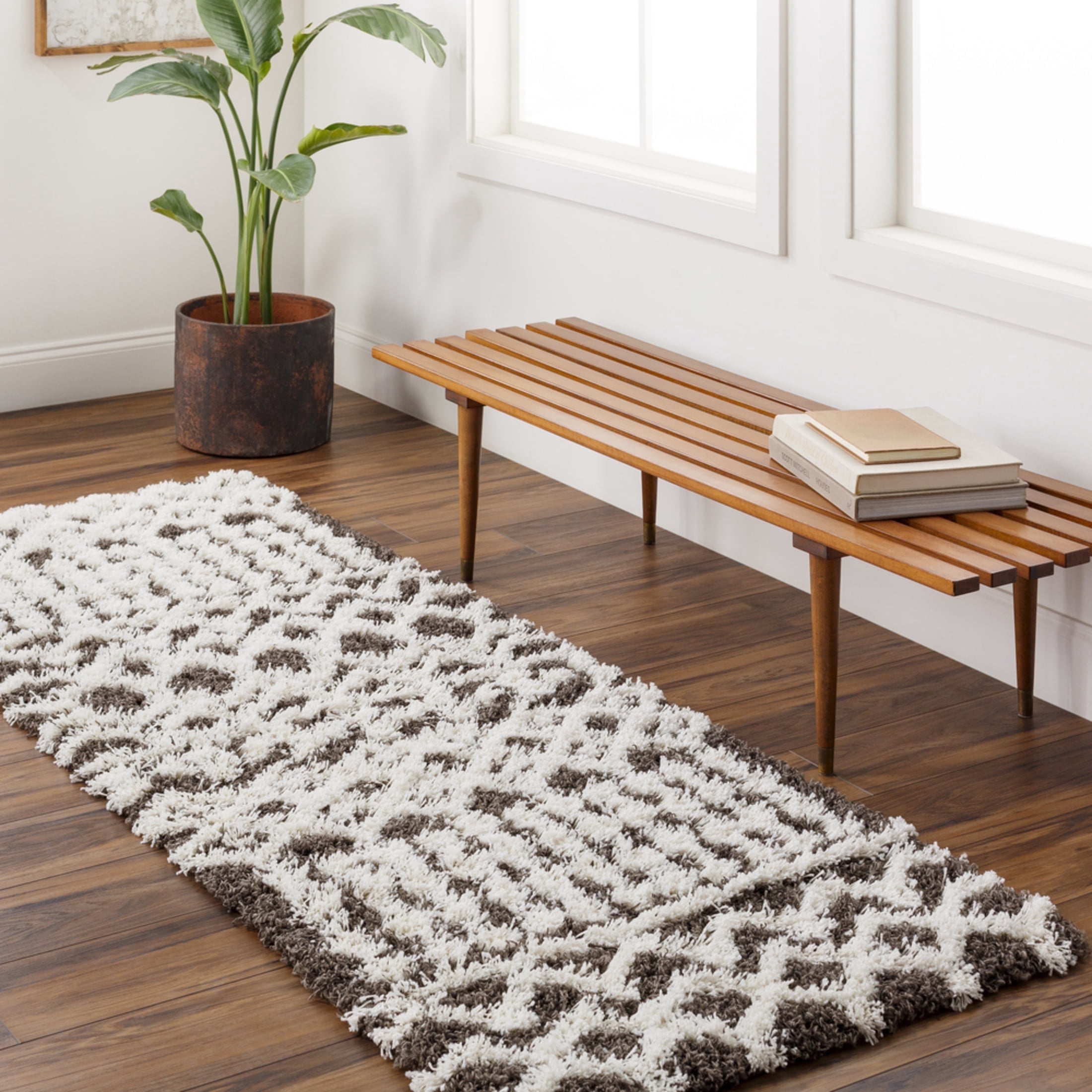 Livabliss Area Rugs for Living Room, 3x7 Urban Shag Global Dark Brown ...
