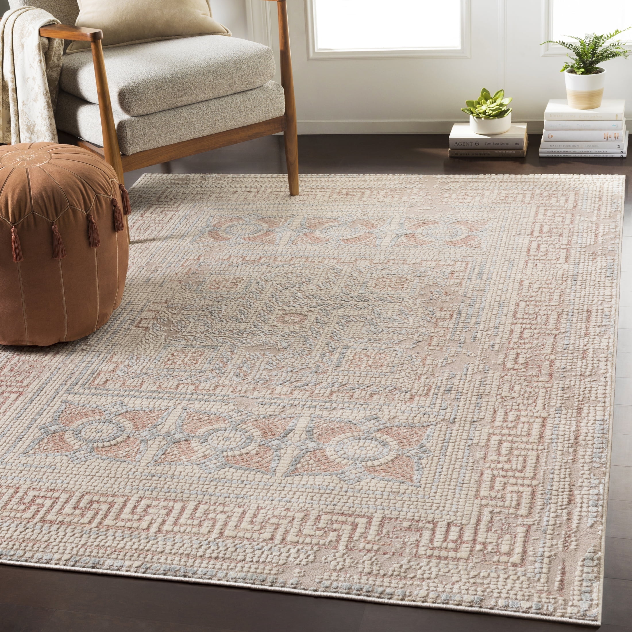 Venezia Camel and Gray Rectangular Synthetic Area Rug