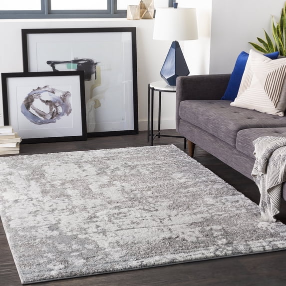 Livabliss Area Rugs for Living Room, 7x9 Venice Modern Medium Gray Rug, Bedroom Dining Room Home Decor Stain Resistant Carpet (6'7" x 9'6")