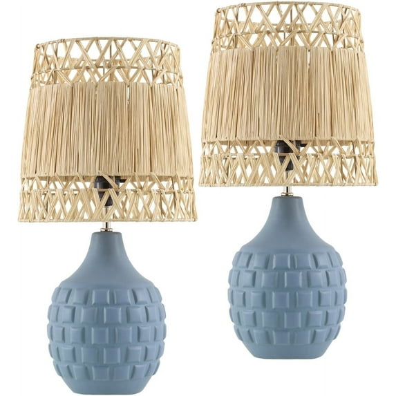 Livabliss Wisterian Traditional Accent Table Lamp, 19-inch, Painted Gray with Brown Shade