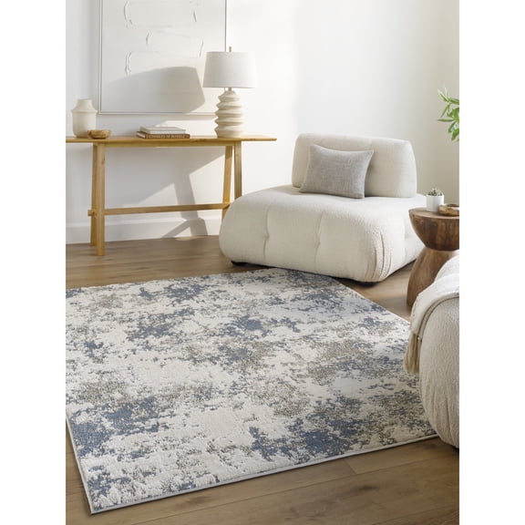 Livabliss Area Rugs for Living Room, 5x7 Zidane Modern White Rug, Bedroom Dining Room Home Decor Stain Resistant Carpet (5'3" x 7')