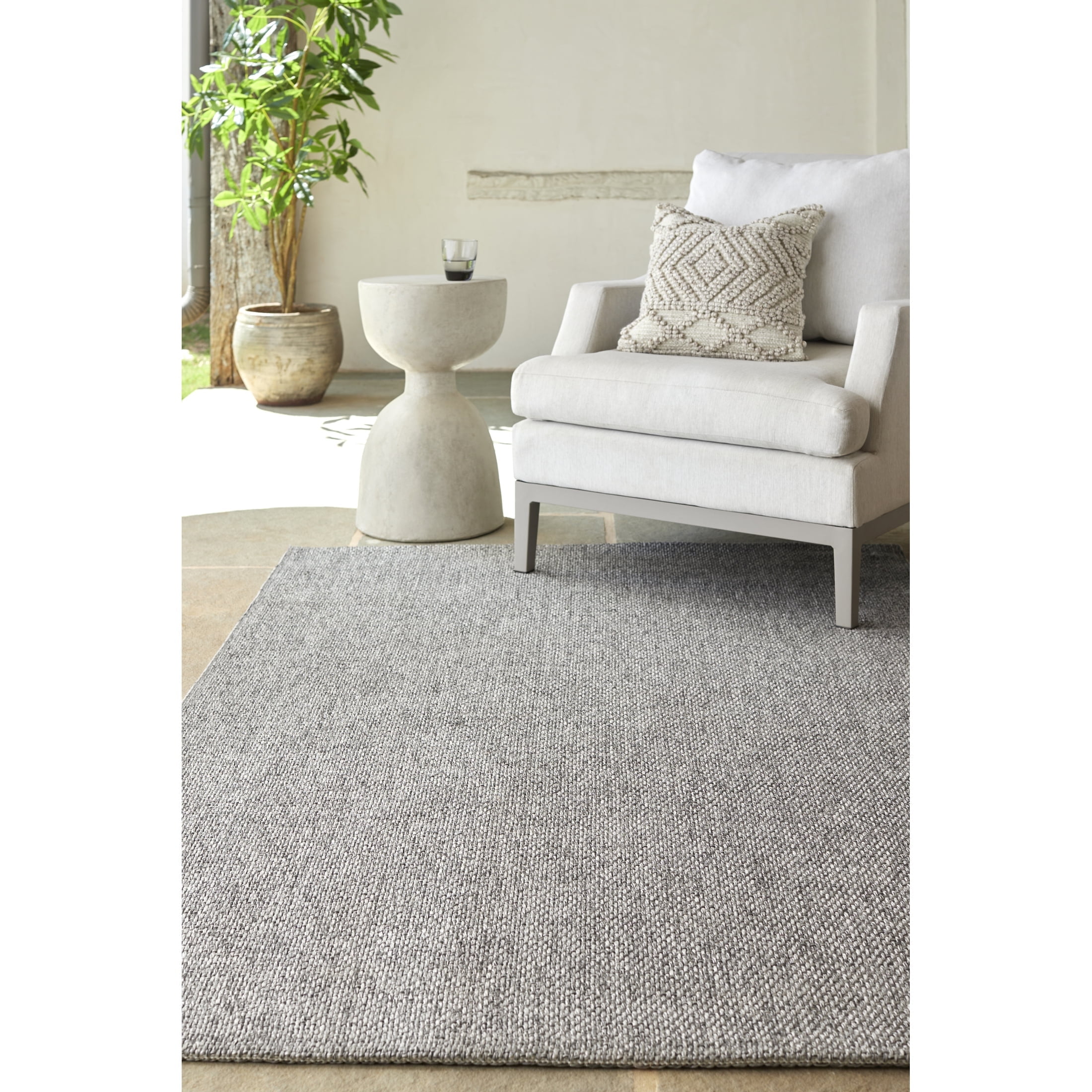 Livabliss x Becki Owens Birdie Neutral Indoor/Outdoor Area Rug,3'10" x 5'7",Gray