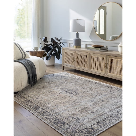 Livabliss x Becki Owens Darling Updated Traditional Washable Area Rug,7'7" x 9'6",Light Gray