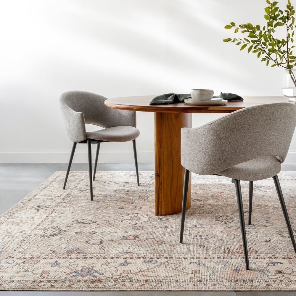 Davina Vintage-Inspired Gray Synthetic Area Rug 3'11" x 5'7"