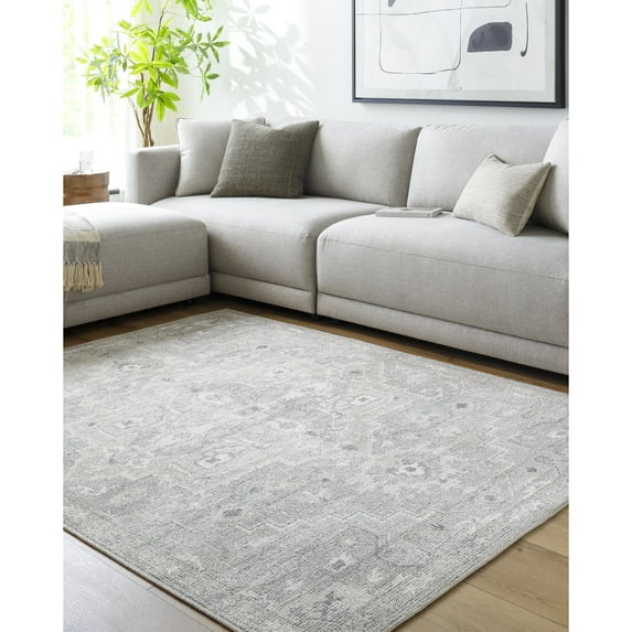 Livabliss x Becki Owens Elle Vintage Oriental Area Rug,5'3" x 7',Light Grey
