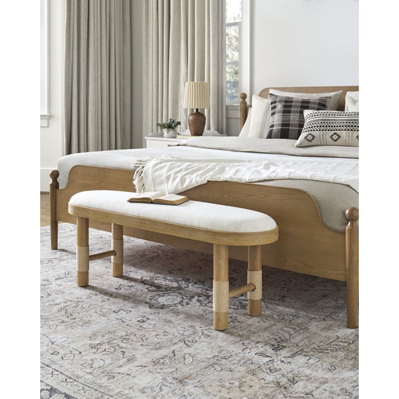 Livabliss x Becki Owens Esmarca Modern Coastal Bench, 18"H x 47"W x 14"D, Gray