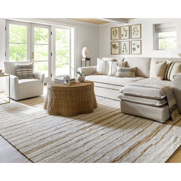 Livabliss x Becki Owens Kamey Farmhouse Area Rug,5' x 7'6",Cream/Abstract