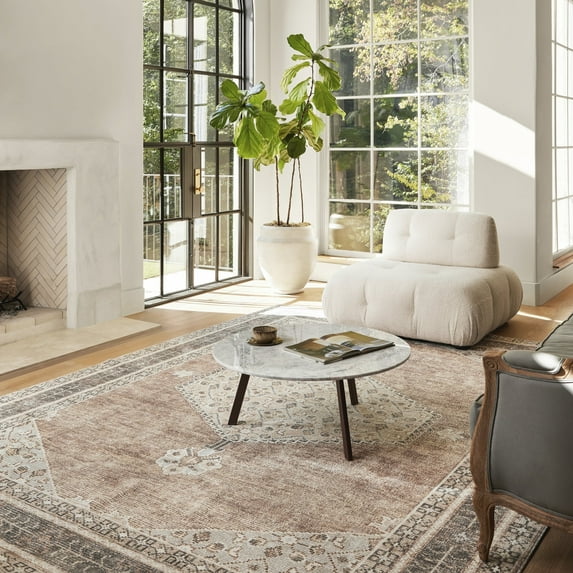 Livabliss x Becki Owens Lila Vintage Medallion Area Rug,5'3" x 7',Tan