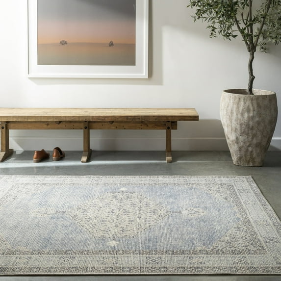 Livabliss x Becki Owens Lila Vintage Medallion Area Rug,6'7" x 9',Denim
