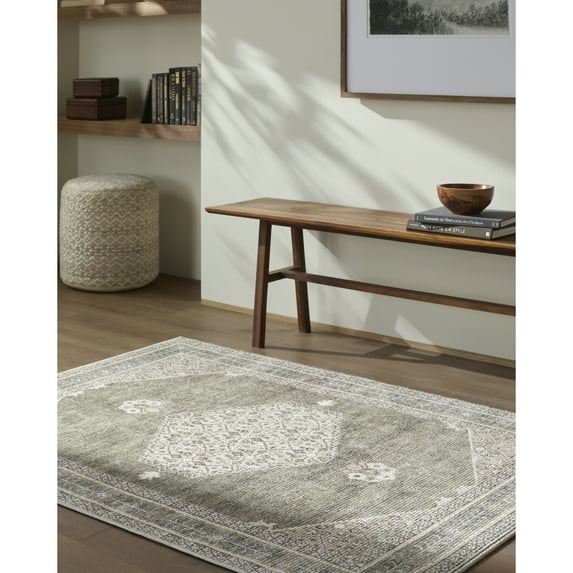 Livabliss x Becki Owens Lila Vintage Medallion Area Rug,6'7" x 9',Brown/Olive
