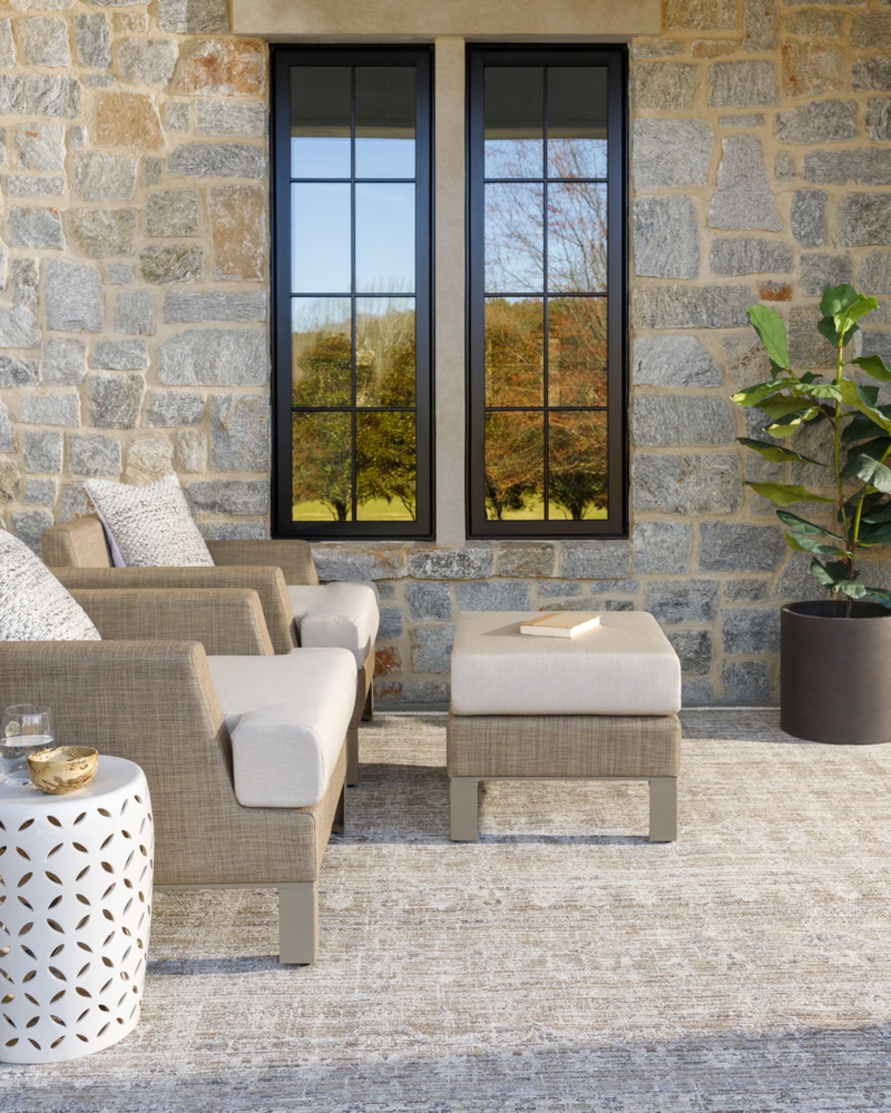 Margaret Gray and Brown Rectangular Washable Area Rug