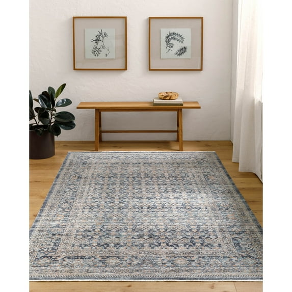 Livabliss x Becki Owens Margaret Medallion Washable Area Rug,7'10" x 10',Gray/Charcoal