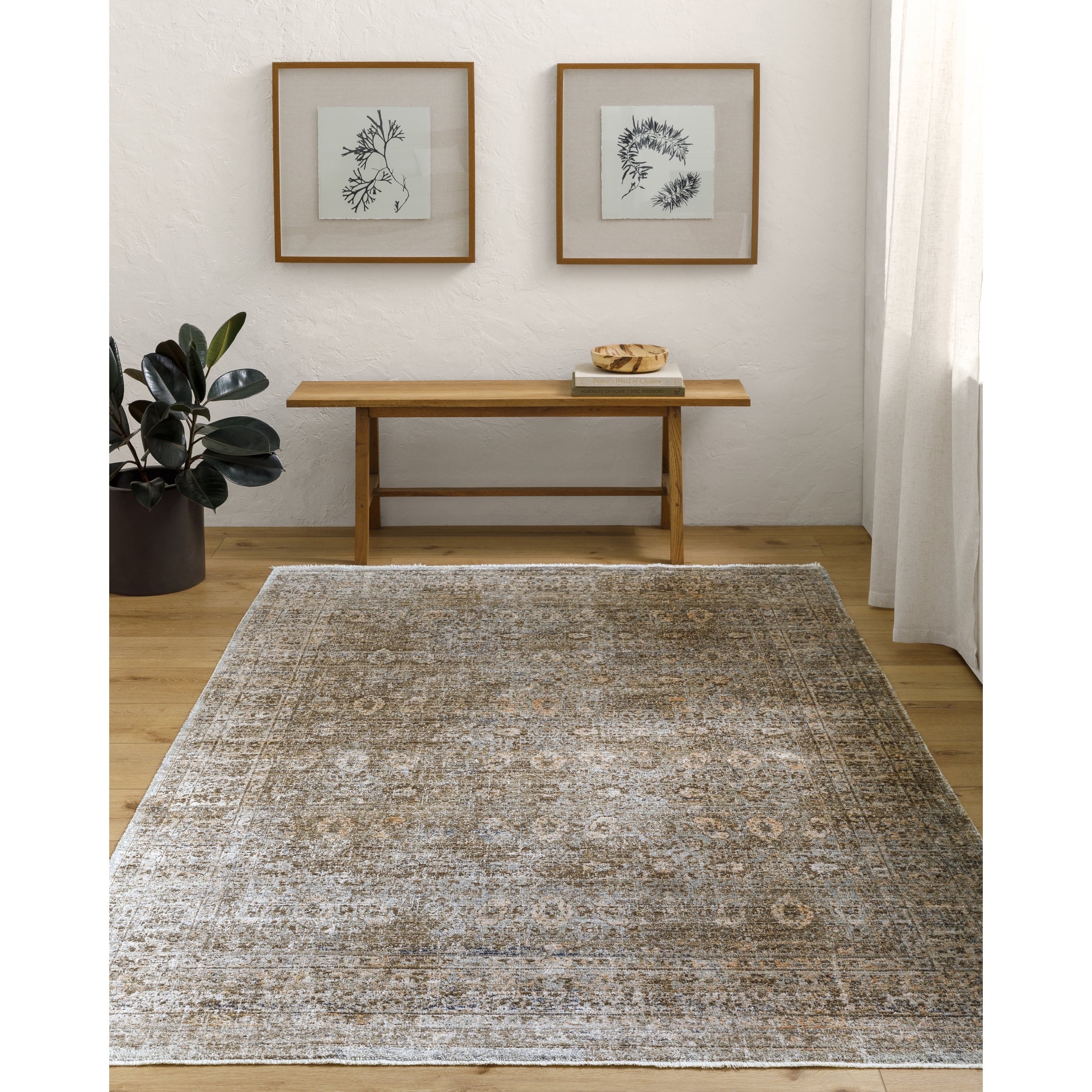 Livabliss x Becki Owens Margaret Medallion Washable Area Rug,9' x 13'1",Gray