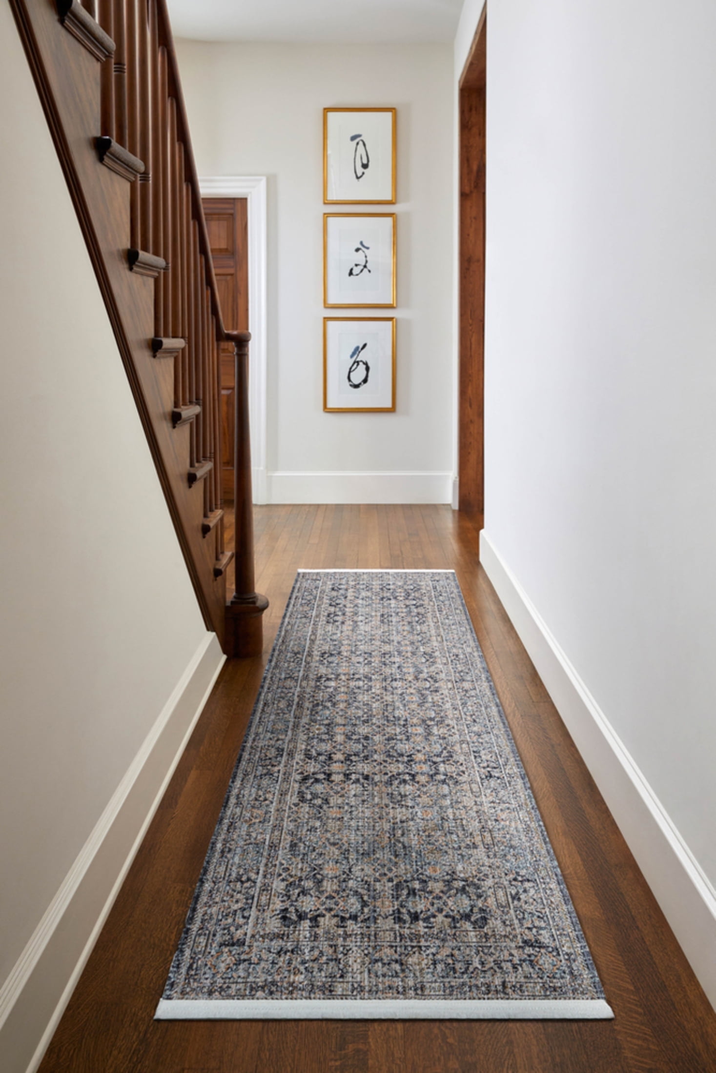 Margaret Gray and Taupe Polyester Washable Runner Rug