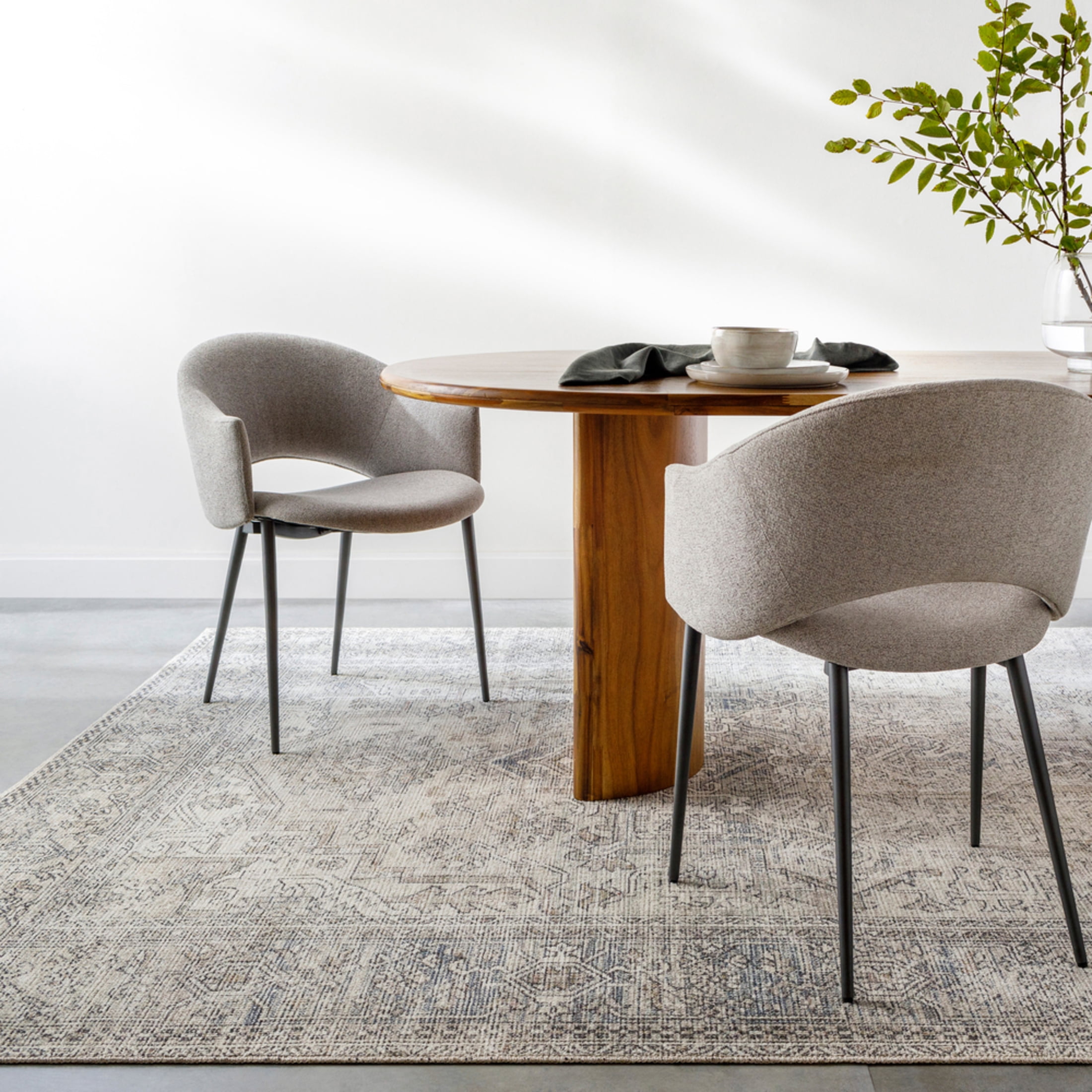 Modern Vintage 7'10" x 10' Hand-Knotted Style Gray Synthetic Area Rug