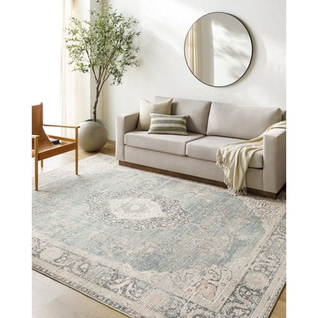 Livabliss x Becki Owens Marlene Vintage Medallion Area Rug,5'2" x 7',Blue/Cream