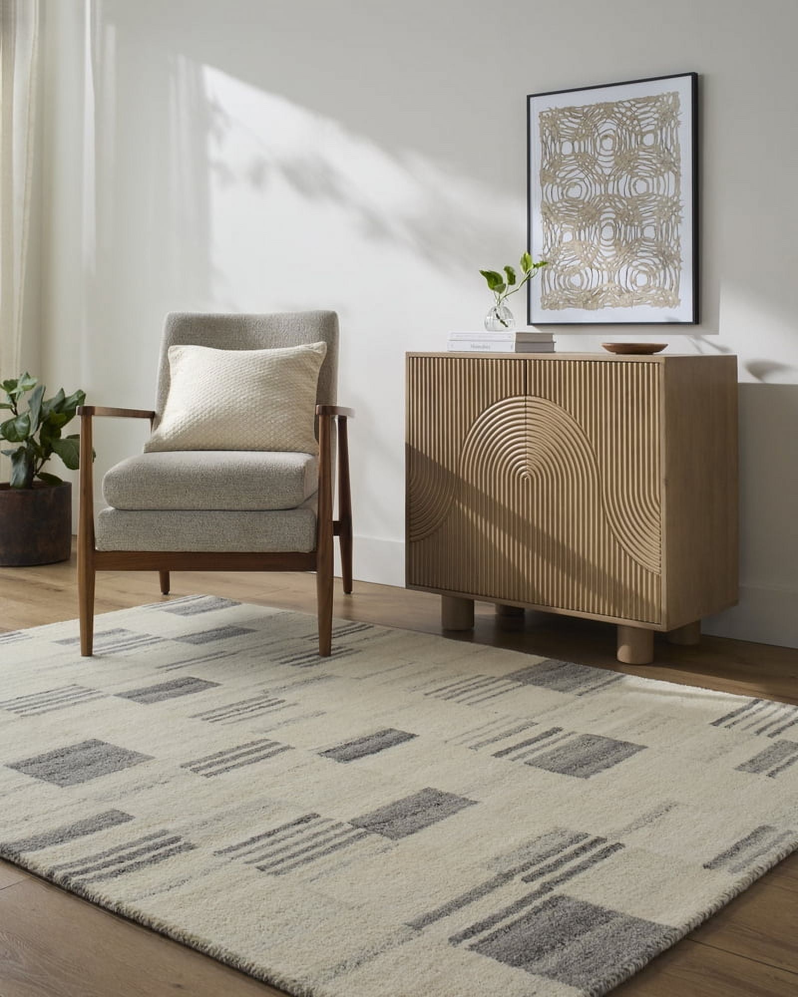 Ivory Hand-Tufted Wool 8' x 10' Rectangular Rug