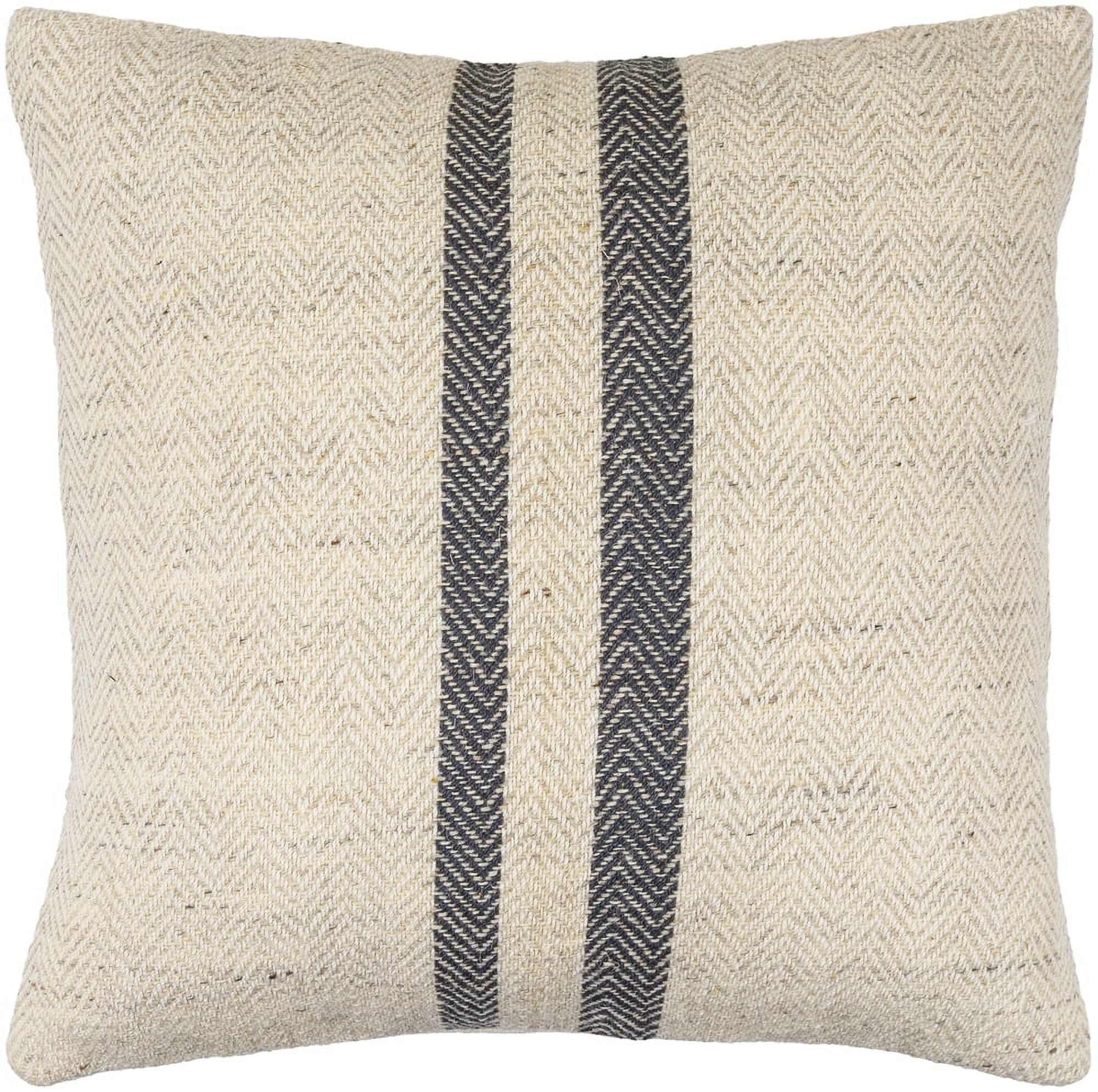 Brett 20" Square Beige and Gray Wool Blend Accent Pillow