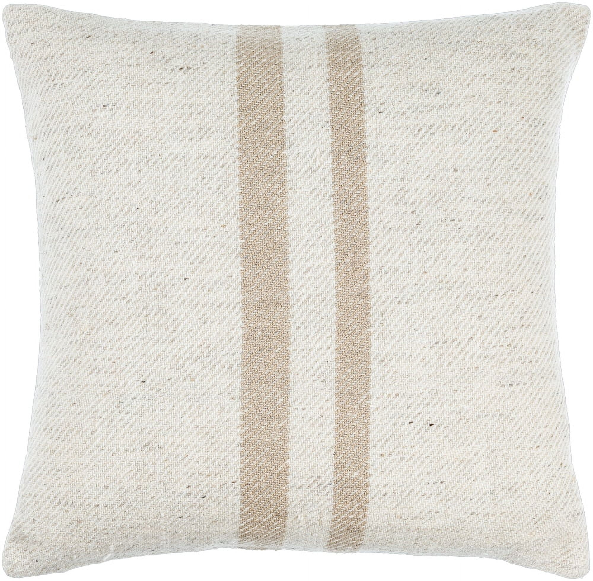 Brett 20" Cream and Light Brown Wool Blend Accent Pillow Set