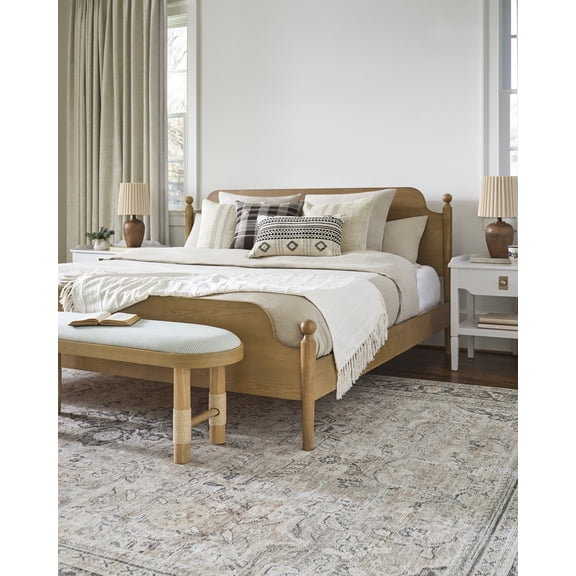 Livabliss x Becki Owens Modern Farmhouse Adella Wooden Bed Frame, QUEEN, Tan