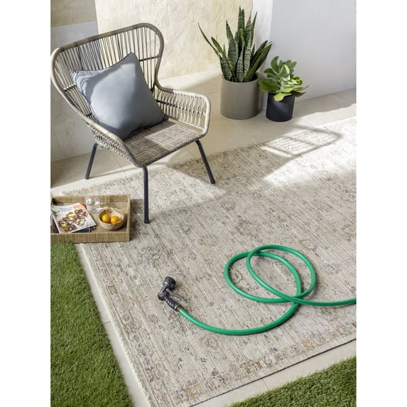 Livabliss x Becki Owens Ren Damask Washable Area Rug ,7'10" x 10',Vintage Gray