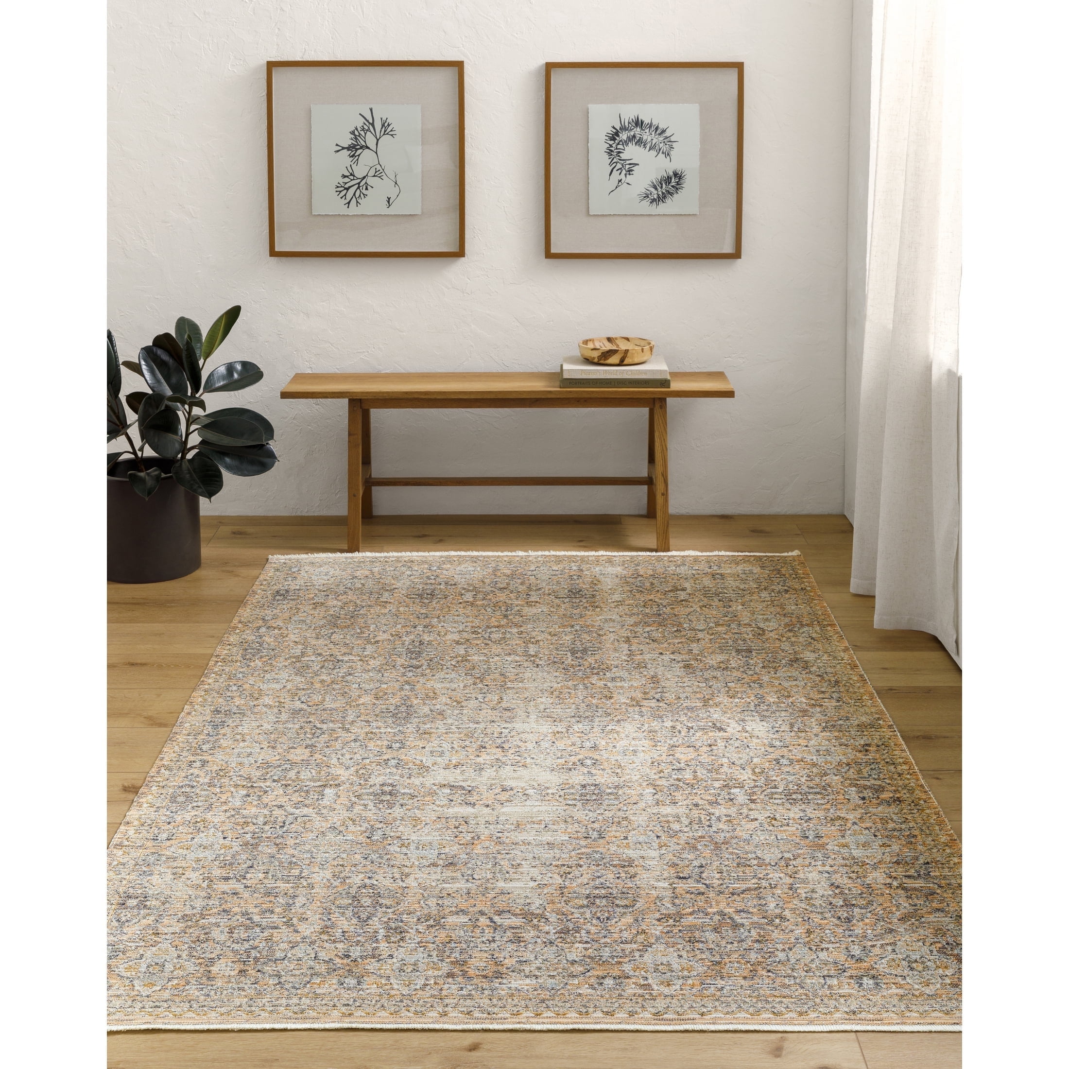 Livabliss x Becki Owens Ren Damask Washable Area Rug ,9' x 13'1",Faded Taupe
