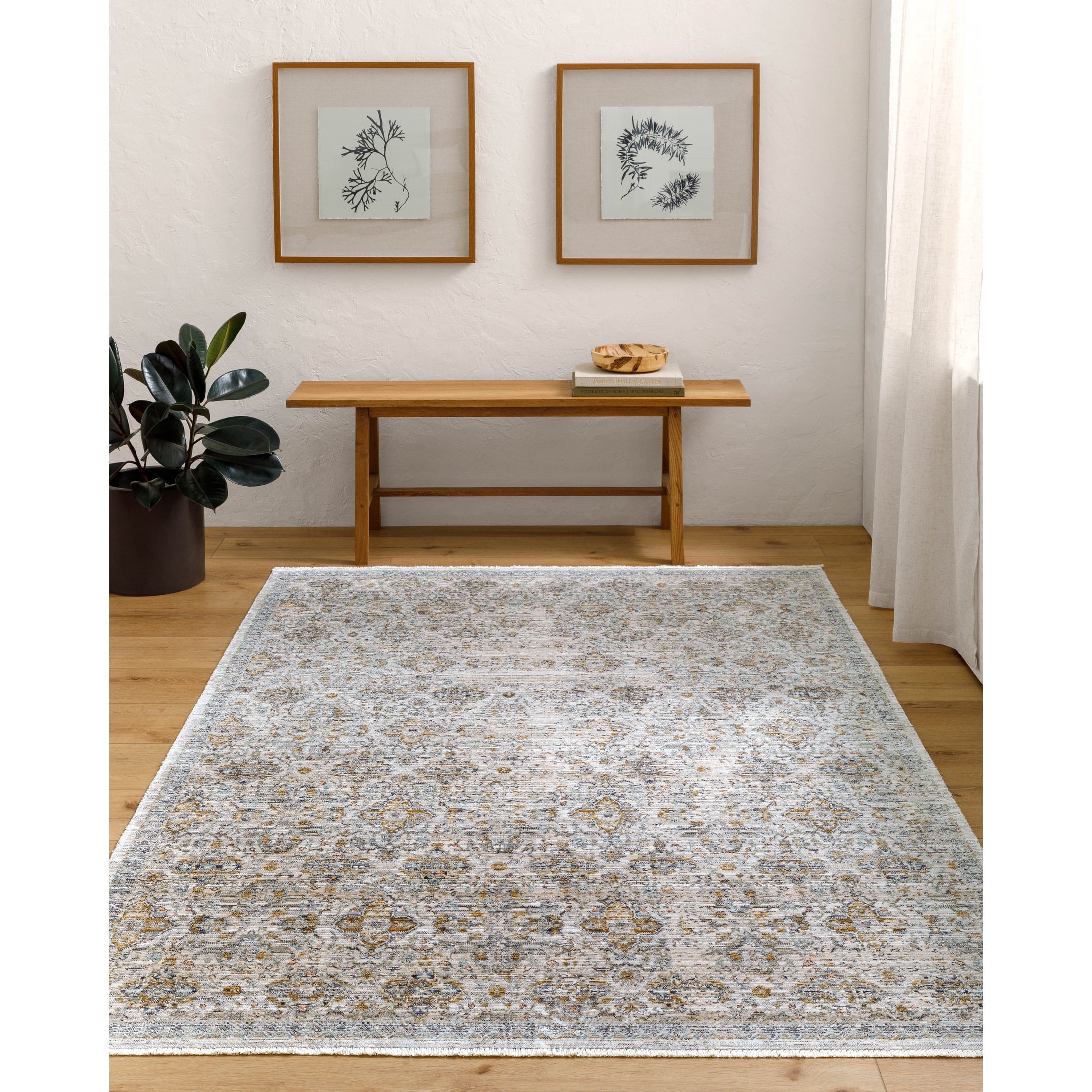 Livabliss x Becki Owens Ren Damask Washable Area Rug ,9' x 13'1",Gray