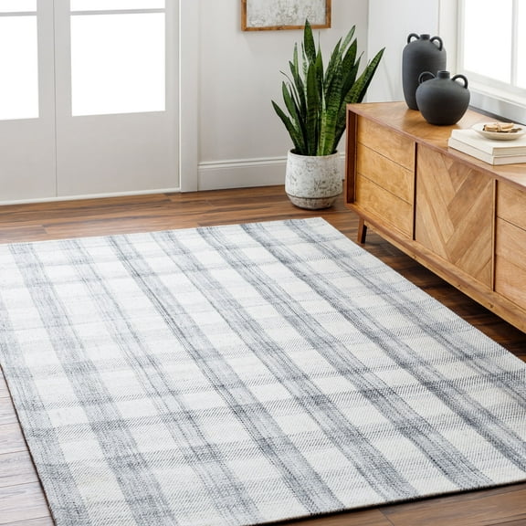 Livabliss x Becki Owens Sammy Handwoven Plaid Area Rug,2' x 3',Light Slate/Charcoal