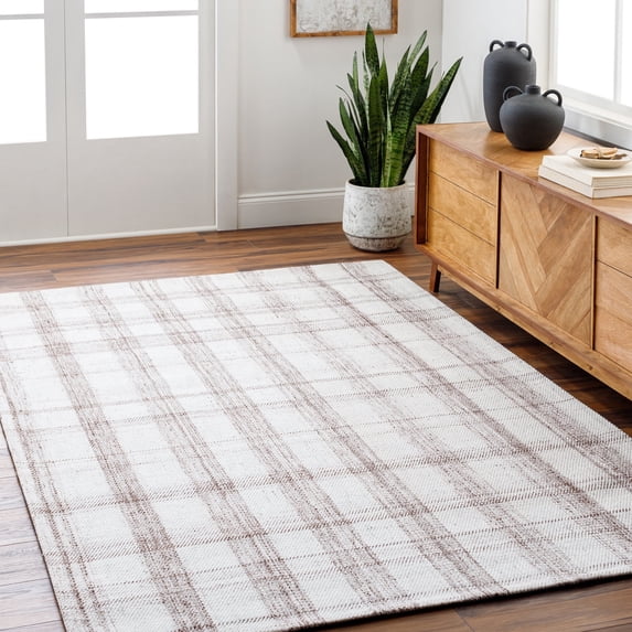 Livabliss x Becki Owens Sammy Handwoven Plaid Area Rug,6' x 9',Gray/Brown