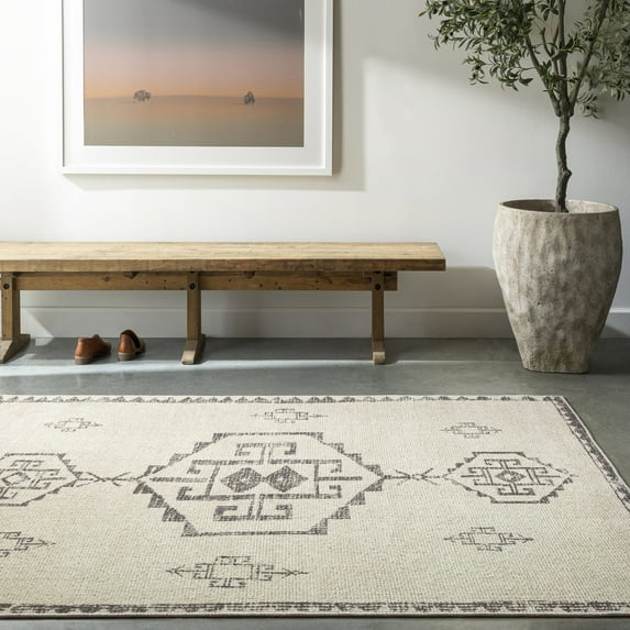 Livabliss x Becki Owens Solana Global Moroccan Area Rug,2'2" x 3'9",Ivory/Pewter
