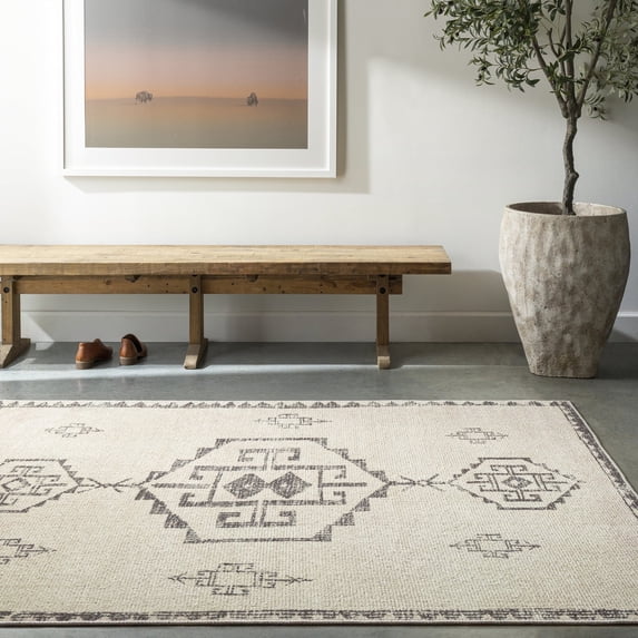 Livabliss x Becki Owens Solana Global Moroccan Area Rug,7'10" x 10',Ivory/Pewter