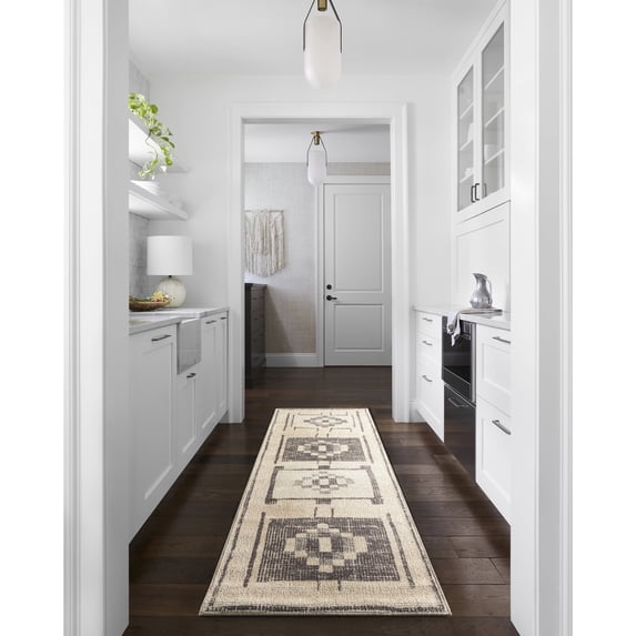 Livabliss x Becki Owens Solana Medallion Area Rug , 2'7" x 7'3", Taupe/Cream