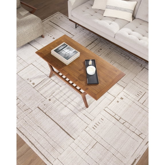 Livabliss x ELLE Decor Alma Modern Area Rug, 5'3" x 7', Brown/Taupe