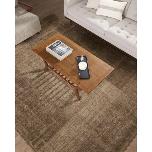 Livabliss x ELLE Decor Alma Modern Area Rug, 5'3" x 7', Dark Brown