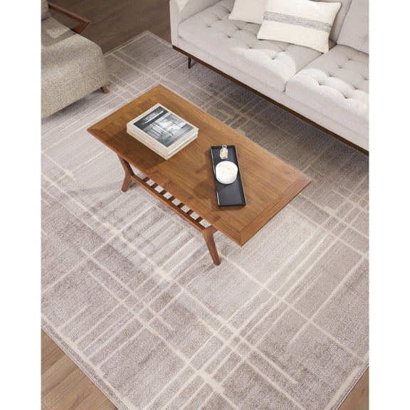 Livabliss x ELLE Decor Alma Modern Area Rug, 5'3" x 7', Taupe
