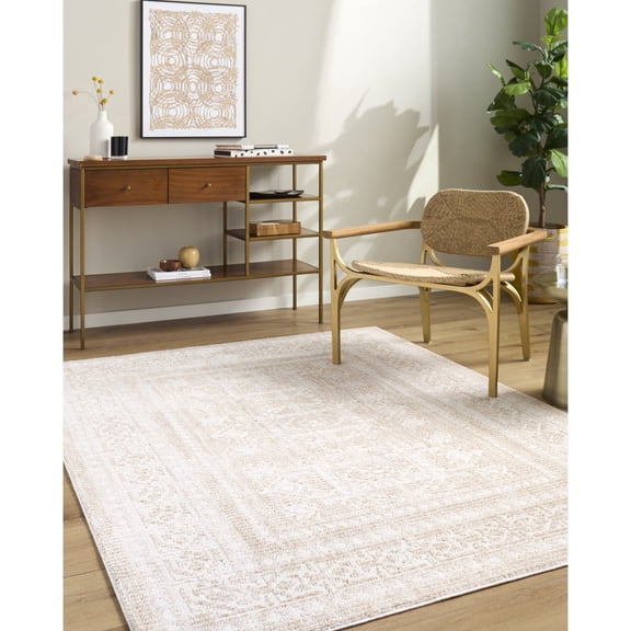 Livabliss x ELLE Decor Odeon Modern Area Rug, 2'7" x 7'3", Light Beige