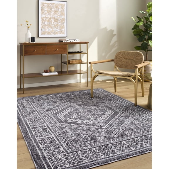 Livabliss x ELLE Decor Odeon Modern Area Rug, 2' x 2'11", Black/Ivory