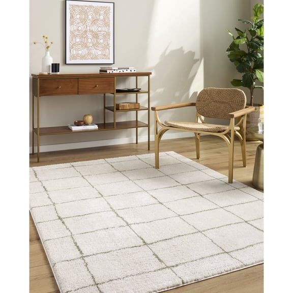 Livabliss x ELLE Decor Rivoli Modern Area Rug, 2' x 2'11", Cream/Green