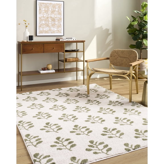 Livabliss x ELLE Decor Rivoli Modern Area Rug, 2' x 2'11", Green/Cream